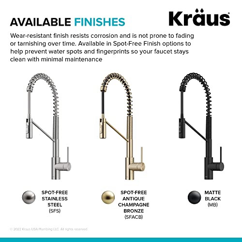 KRAUS Oletto Touchless Sensor Commercial Pull-Down Single Handle Kitchen Faucet with QuickDock Top Mount Assembly in Matte Black