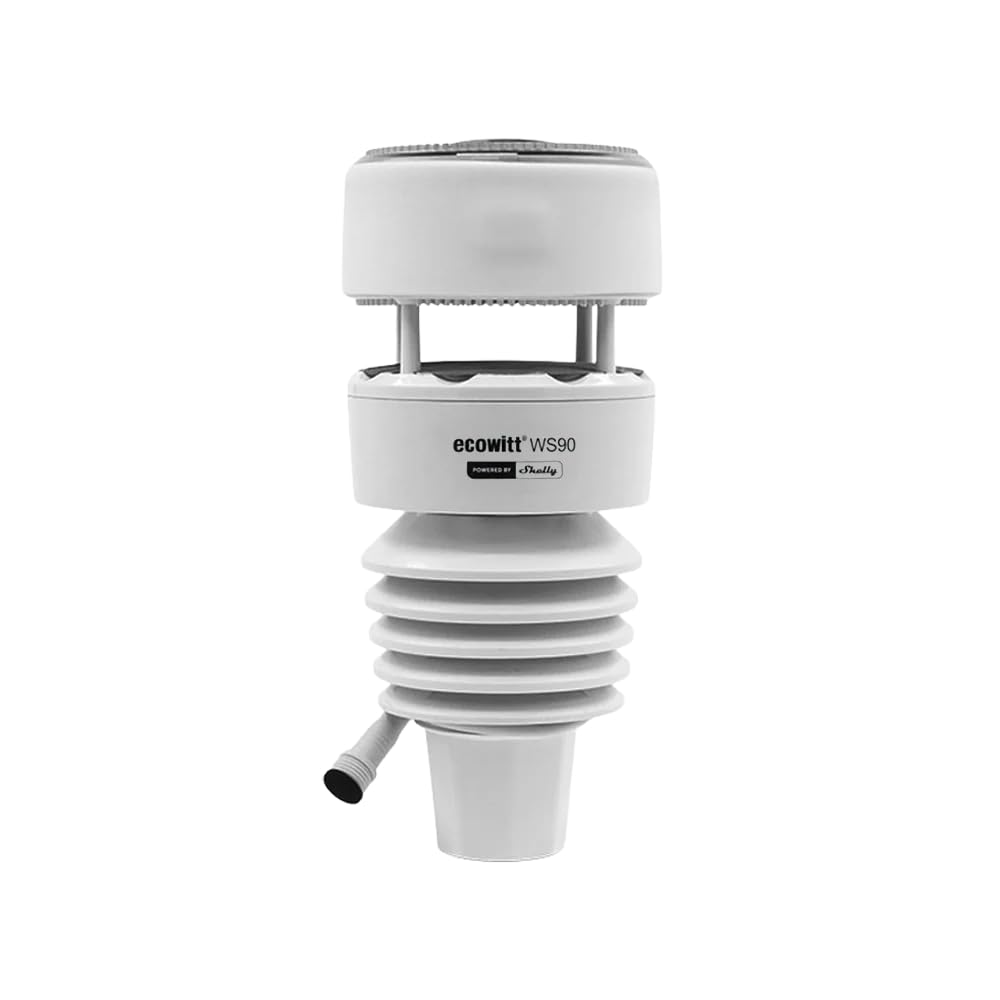 Ecowitt WS90 7-in-1 Weather Station with Bluetooth & Zigbee connectivity, Ultrasonic Wind Monitoring, Haptic rain Detection, Temperature & Humidity Tracking, UV & Illuminance, IPX5, Powered by Shelly