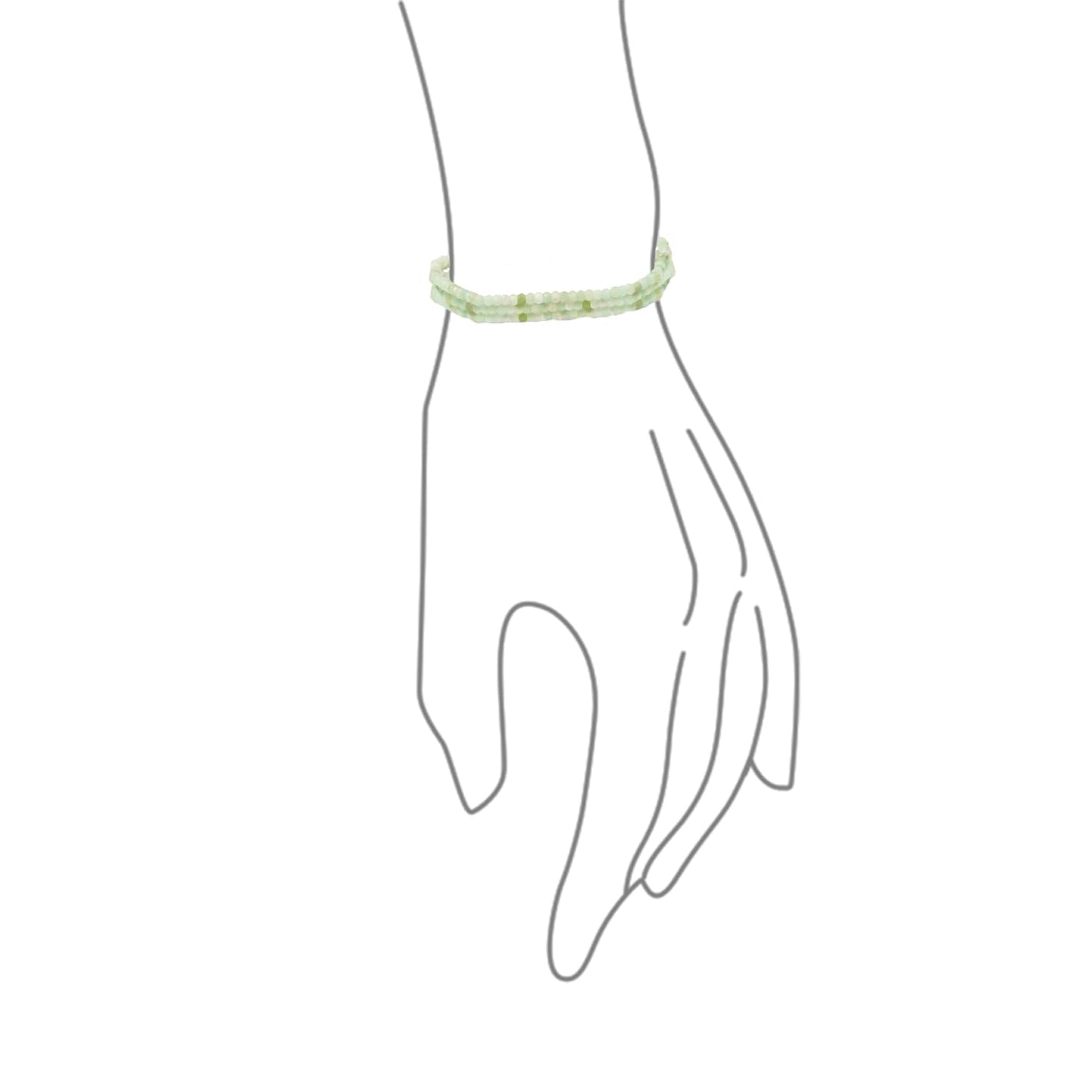 Mini Dainty Tiny Petite Seed Caviar Bead Stacking Round Faceted Genuine Natural Gemstone Light Green Aventurine Ball Stackable Strand Stretch Bracelet For Women Teen Adjustable