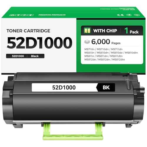 52D1000 Black Toner Cartridge with Chip 1-Pack Replacement Compatible with Lexmark MS710n MS710dn MS711dn MS810n MS810dn MS810de MS810dtn MS811n MS811dn MS811dtn MS812de MS812dn MS812dtn Laser Printer