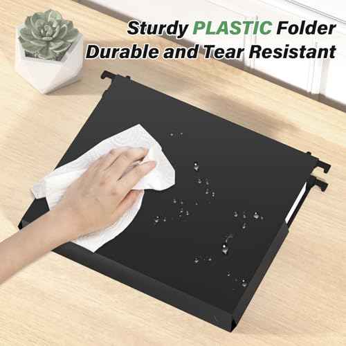 Plastic Hanging File Folders Letter Size,Heavy Duty 2" Expandable File Folder with Tabs,12 Pack Reinforced Expanding Hanging Folder,File Cabinet Folder,Extra Capacity Hanging Organizer for Home Office