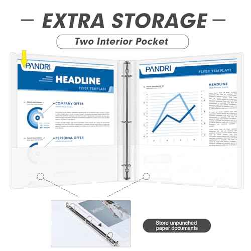 3 Ring Binder 2 Inch, PANDRI 6 Pack 2-Inch Binder Fits Letter Size 8.5'' x 11'' Paper, Versatile Binders for Office Home School, 2 Pockets, White