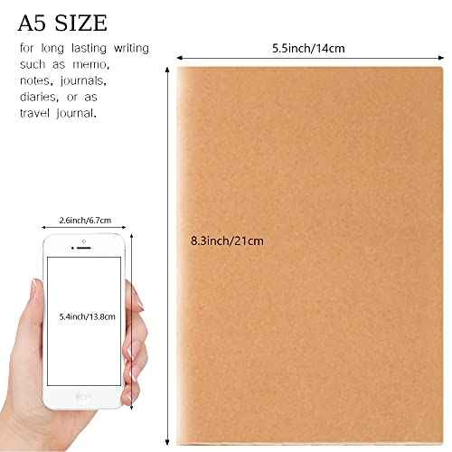 30 Pack Journal Notebook, Kraft Cover Lined Paper Journal for Traveler, Notes, Memo - Bulk Journals Sewn Brown Notebook, 80 Pages, 8.3'' x 5.5''