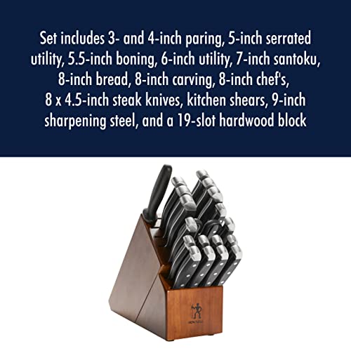 HENCKELS Statement Razor-Sharp 20-Piece Knife Set, Chef, Bread, German Engineered Knife Informed by over 100 Years of Mastery, Brown Block