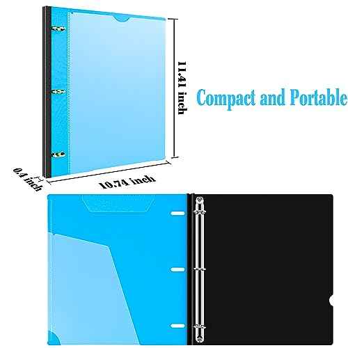 INFUN Telescoping 3 Ring Binder - 12 PCS, Flexible Round Binder with Customizable Front Cover and Clear Catalog Pocket, Holds 8.5x11 inch Paper
