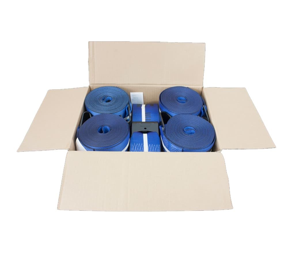 Mytee Products Kinedyne Winch Straps 4" x 30"" Blue Heavy Duty Tie Down w/Flat Hooks WLL# 5400 lbs | 4 Inch Cargo Control for Flatbed Truck Utility Trailer (10 Pack)"