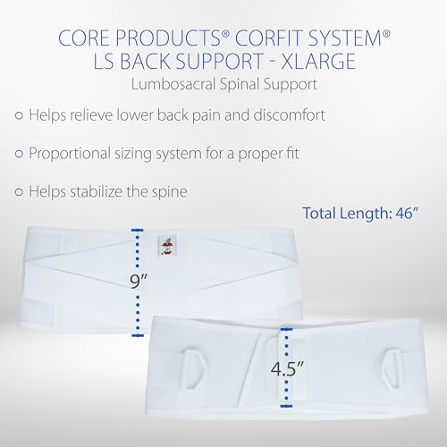 Core Products Corfit LS Lumbar Support Back Brace for Back Pain, Men/Women - White, 4XLarge