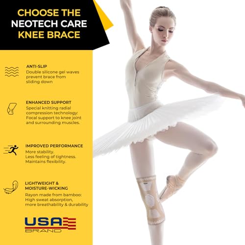 NeoTech Care Knee Support Brace - Breathable - Men, Women, Right or Left (Beige Color, Size M, 1 Pair)