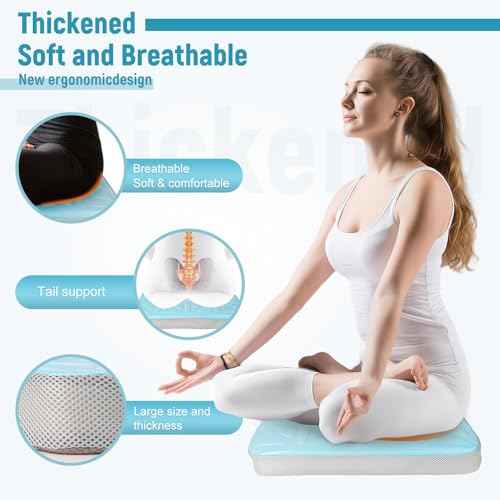 Thicken 19.7in Seat Cushions for Office Chairs,Ultra Large Dual-Layer Gel &Memory Foam Wheelchair Cushions for Long Sitting, Non-Slip Cover Chair Seat Pads for Office, Computer Desk,Car & Truck