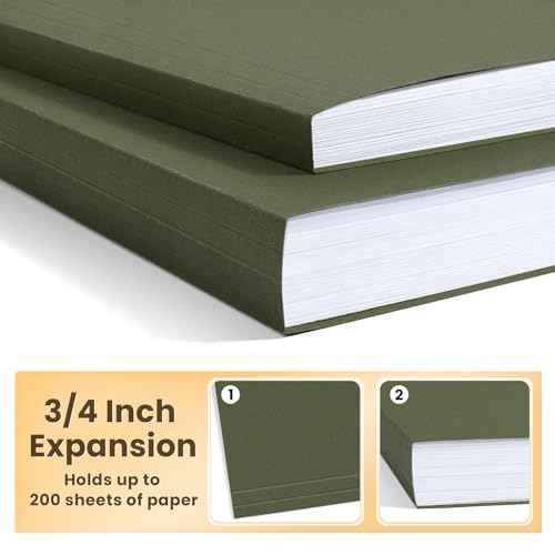 SUNEE Hanging File Folders, 75 Pack Reinforced Hang Folders Letter Size, Adjustable 1/5-Cut Tabs, Designed for Bulky Files, Filing Cabinet, Standard Green