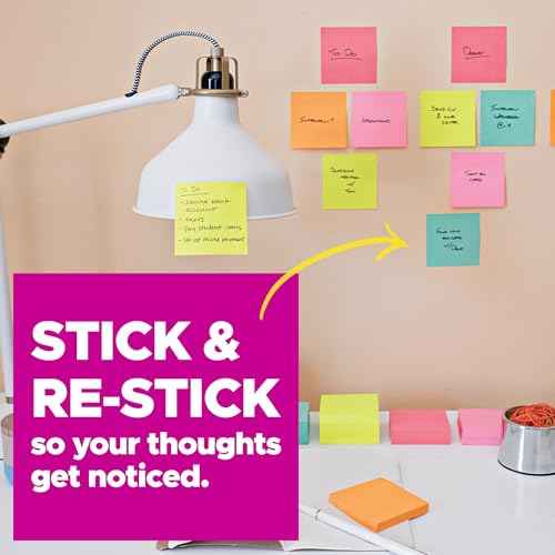 Post-it Super Sticky Notes, 18 Sticky Note Pads, 1 7/8 x 1 7/8 in., School Supplies, Office Products, Sticky Notes for Vertical Surfaces, Monitors, Walls and Windows, Energy Boost Collection