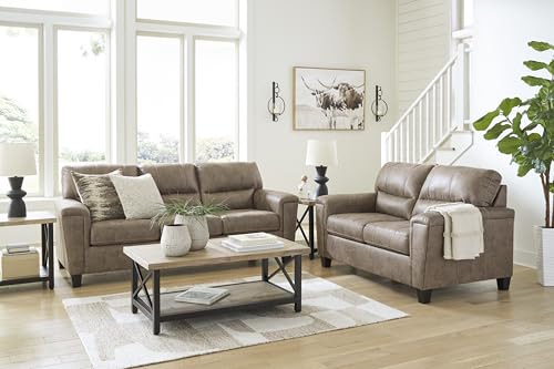 Signature Design by Ashley Navi Modern Loveseat with Removable Cushions, Dark Brown