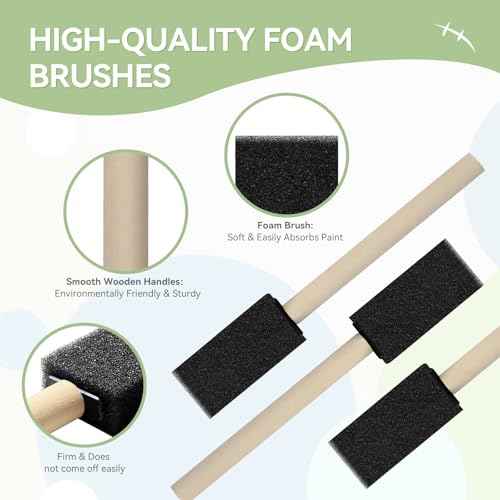 20 Pcs Foam Paint Brushes, 1'' Sponge Paint Brush, Foam Brushes for Painting, Craft, Staining, Varnish, Touch Up