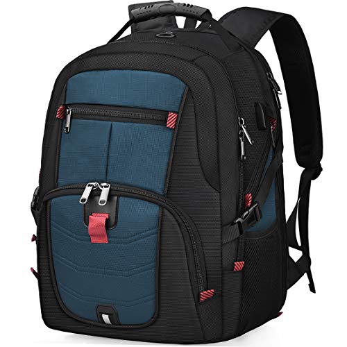 NUBILY Laptop Backpack 18.4 Inch Waterproof Extra Large TSA Travel Backpack Anti Theft College Business Mens Backpacks with USB Charging Port 17.3 Gaming Computer Backpack for Women Men Blue