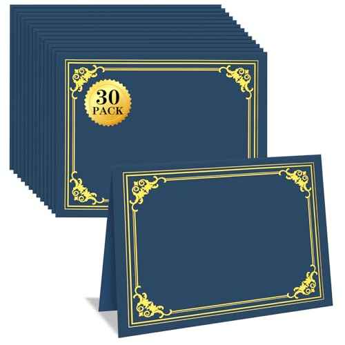 30 Packs Certificate Holders, Navy Blue Certificate Covers, Diploma Holders, Certificate Folders with Gold Foil Border for Letter Size 8.5" x 11" Certificates, Diploma, Documents, Award Cover
