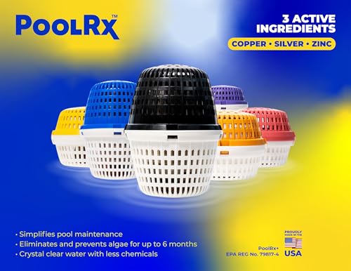 PoolRx+ Mineral Algaecide Unit, up to 6-Month Algae Control, for 5K-7.5K gallons, Orange & White, New Formula with Silver.