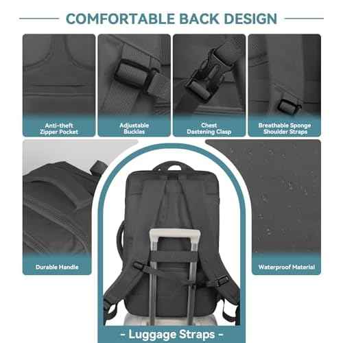 60L Extra Large Travel Laptop Backpack,3XL Expandable Carry On Backpack for Men, Big Capacity Heavy Duty Business Suitcase Daypack Bag Fits 18.4-19 Inch Laptops, Travel Gifts for Men Women, Black