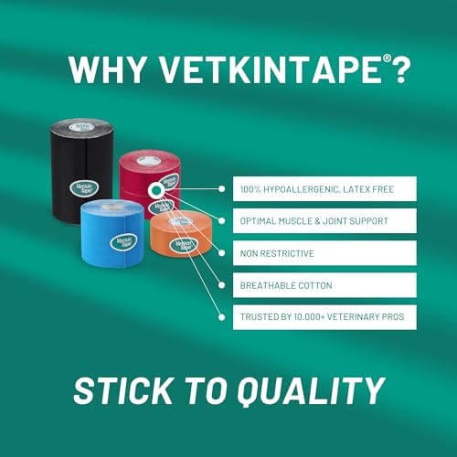 VETKIN VetkinTape® Veterinary Kinesiology Tape | Tape for Horses & Dogs | Equine & Canine Kinesiotape | Latex Free and Quality Mark Certified Ktape | 1.2 inch | Pack of 2 Rolls (Orange)