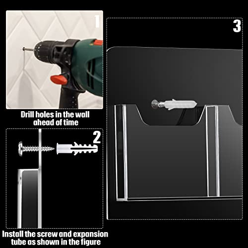 Eersida 6 Pocket Acrylic Brochure Holder Wall Mount, 21.65 x 17.72 Inches Plastic Magazine Holder Literature Multi Display Clear Pamphlet Display Flyer