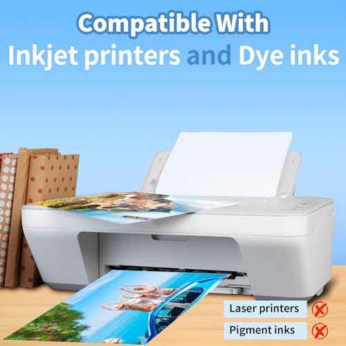 5x7 Glossy Photo Paper, 105 Sheets Picture Paper for Inkjet Printer, Instant Dry, for DIY Chip Bag, Flyers, Cards, Calendars and Brochures (180gsm/48lb)