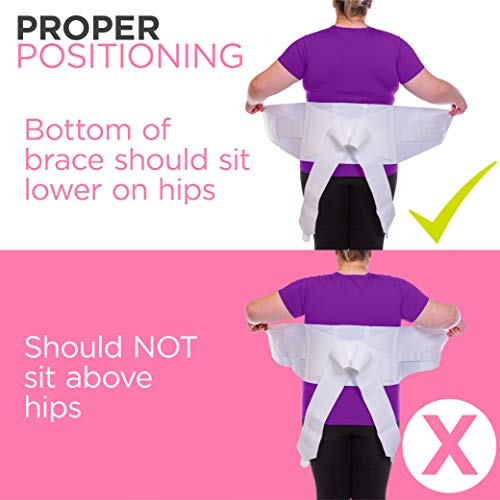 BraceAbility Women's Back Brace for Female Lower Back Pain - Lightweight Soft White Elastic Lumbar Compression Support Belt is Discreet Under Clothes for Ladies, Nurses, Walking (Small)