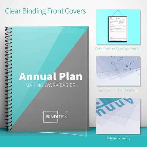 Binditek 200 Pack Binding Covers and Backs Set, 8.5 x 11 Inches, 100 Clear PVC (8Mil), 100 Sand-Textured Polycovers (12Mil), Letter Size