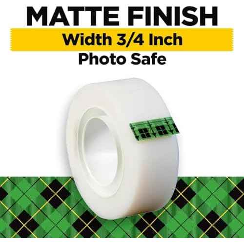 2 Rolls Invisible Tape with Refillable Tape Dispenser, Writable Tape Refills for Dispenser, 3/4 x 1296 Inches, Matte Gift Wrapping Tape for Home, Office, School (Gift Pack)