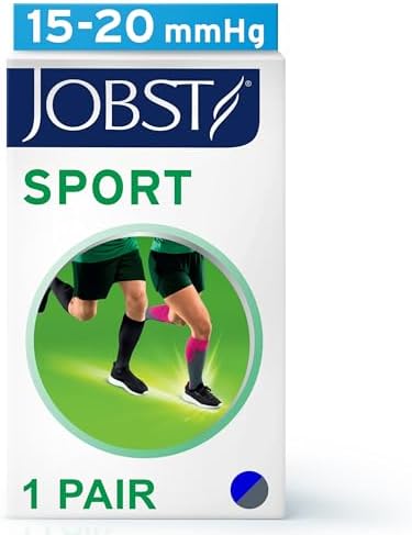 JOBST Sport Knee High 20-30 mmHg Compression Socks, Royal Blue/Grey, Small