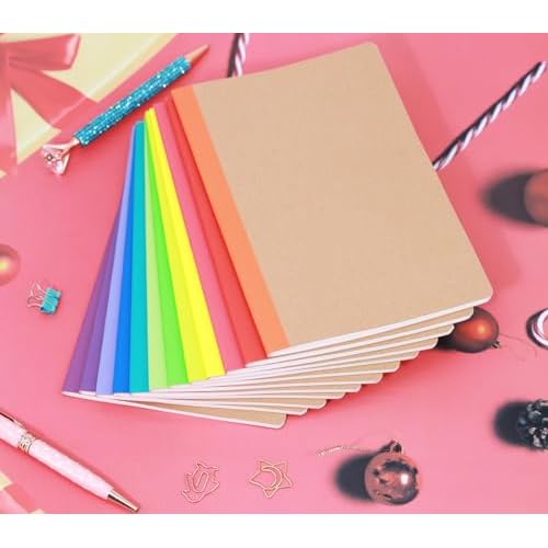 48 Pack A5 Kraf Notebooks Lined Journal Bulk Writing Diary Subject Notebooks Planner with Thick Paper, 60 Pages, 30 Sheets, 8.3x5.5 inch