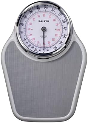 Salter Pro-Helix Professional Oversized Bathroom Scale with Grey Vinyl Anti-Slip Bath Mat, 400 LB Capacity, Analog Scale, 18.25 x 13.0 inch, Grey