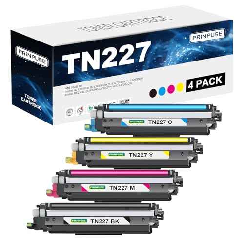 TN227 Compatible Toner Cartridge Replacement for Brother TN227 TN227BK TN223 TN-227BK/C/M/Y High Yield to use with HL-L3270CDW HL-L3230CDW HL-L3210CW HL-L3290CDW MFC-L3710CDW (4 Pack)