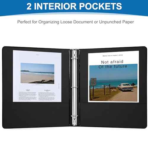 1-inch 3-Ring Binder, 1" Round Ring Binder with 2 Inside Pockets, 8 Pack Black Binders, Clear View Cover, Holds 8.5'' x 11''Paper for Office/Home/Back to School