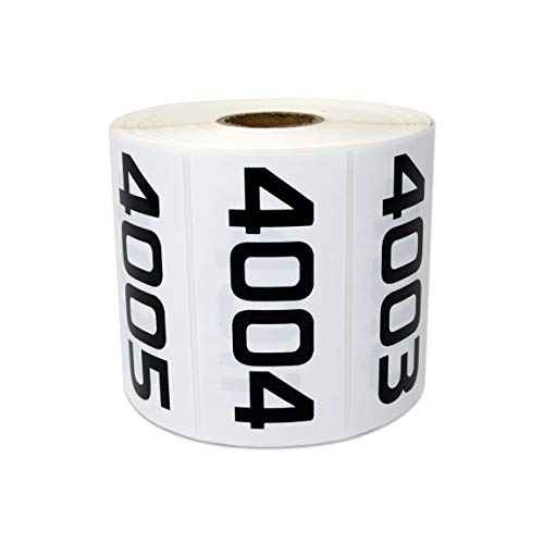 Consecutive Numbers [4001-5000] - 3" x 1.5" Number Stickers Labels White Inventory Prenumbered Sequential Labels Stickers Durable Laminated Vinyl Waterproof Numbered Stickers - 1 Roll, 1000 Labels