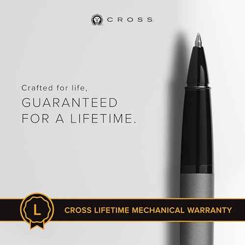 Cross Bailey Refillable Rollerball Pen Presented in a Premium Gift Box - Medium Point, Black Ink, Matte Gray