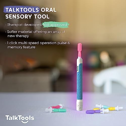 TalkTools Sensi Oral Sensory Therapy Tool with Soft Sensi Jaw Tips (Ocean Blue, 5 Tips Set - Ocean Blue)