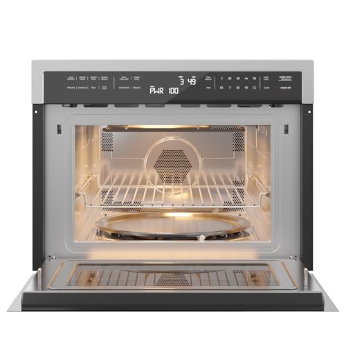 KoolMore 24 Inch Built-in Convection Oven and Microwave Combination with Broil, Soft Close Door, 1000 Watt Power, Stainless Steel Finish, Touch Control LCD Display