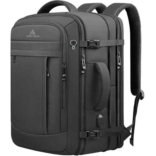 60L Extra Large Travel Laptop Backpack,3XL Expandable Carry On Backpack for Men, Big Capacity Heavy Duty Business Suitcase Daypack Bag Fits 18.4-19 Inch Laptops, Travel Gifts for Men Women, Black