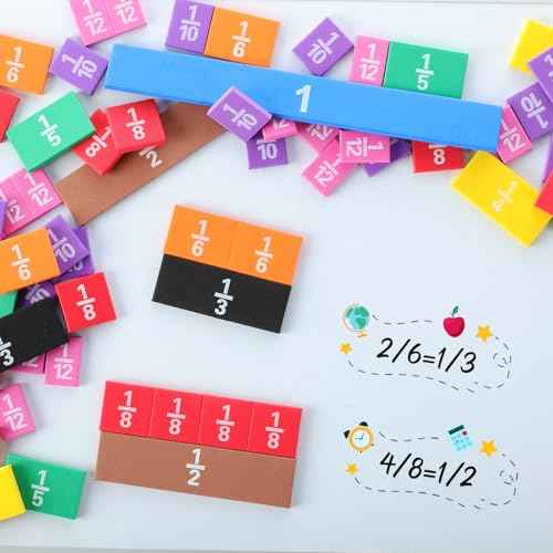 36 Sets Fraction Tiles Set for Math Classroom Fractions Manipulatives Math Learning Manipulatives for Home School Supplies