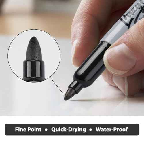 Permanent Markers Bulk, 120 Pack Fine Tip Black Permanent Markers, Waterproof Markers, Premium Smear Proof Pens, Quick Drying, Office Supplies for School, Office, Home