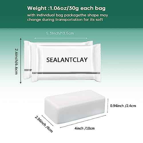 Pack of 4 White Seal Putty Waterproof Duct Seal Repair Sealing Clay, Quick Mending Mud for Drain Connection, Wall Hole, Air Conditioning Hole