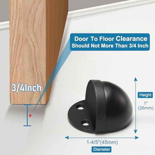 16 Pack Door Stoppers Black Slef Adhesive Floor Door Stops No Drill Rubber Bumper Doorstop Wall Protector, Stainless Steel Dome Shaped