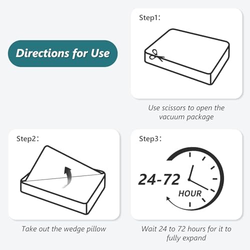 Bed Wedge Pillow Set for Sleeping 3 PCS - 16.5" Wide Triangle Pillow for Back Leg Pain Relief with Washable Cover - 35D Foam Wedge Pillow Post Surgery for Acid Reflux & Snoring (White Grey)
