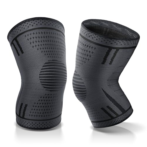Compression Knee Brace for Women Men 2 Pack Compression Knee Sleeve Knee Brace for Knee Pain Arthritis Meniscus Tear Knee Support for Running Workout Wrestling Weightlifting Sport Athletics Black M