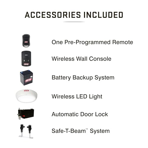 Genie 6072H-B Wall Mount Garage Door Opener with Battery Backup, Wall Mounted & Space Saving