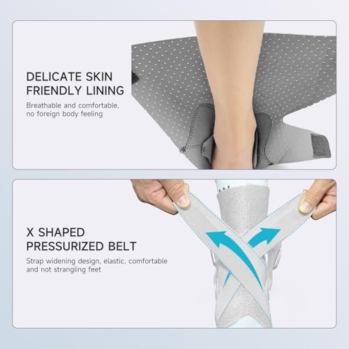 Right Ankle Brace for Women & Men - Ankle Support Sprained Ankle Brace for Achilles,Tendon,Sprain,Injury Recovery,Ankle Support Brace for Running, Basketball, Football (Grey,L,Right)