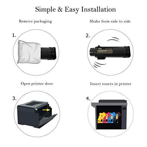 Cartlee Compatible Toner Cartridges Replacement for Xerox Phaser 6510 6510/dni 6510/dn 6510/n Workcentre 6515 6515/dni 6515/dn 6515/n High Yield Laser Printer Ink 2 Black, 1 Cyan, 1 Magenta, 1 Yellow