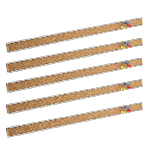 Corksidol Bulletin Bar Strip, Cork Board, Cork Strips, 24" x 1", Classroom, Office, Walls, Cubicle, Aluminum Frame,5 Pack, Silver