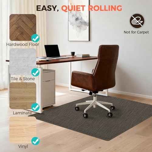 BAGAIL Office Chair Mat for Hardwood Floor, 48"x60" Heavy Duty Computer Chair Mat - Fast Flat & Smooth Glide - Non-Slip Desk Chair Floor Protector for Home Office - Dark Brown
