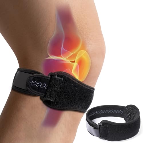 Patellar Tendon Support Strap, Adjustable Knee Support Strap Patella Band for Tendonitis, Sports, Workouts & Daily Knee Pain Relief Men Women, Extended Fit (Larger Knees) XL, 2 Pack