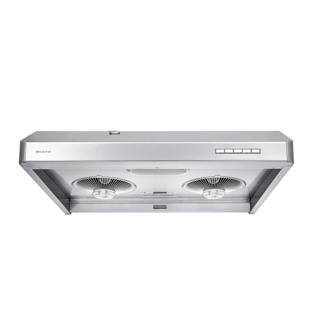 Pacific Auto Clean Under Cabinet Ducted Range Hood 42" - 900 CFM Powerful 6-Speed Kitchen Vent Hood - Electric Stainless Steel - LED Lights, Auto Steam Cleaning, Removable Grease Tray AC3342BS